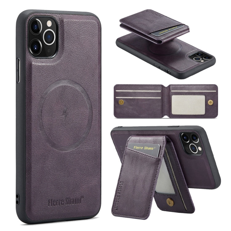 Fierre Shann Cowhide Vertical Flip Magnetic Card Holder Phone Case, For iPhone 12 Pro Max, For iPhone 12 Pro, For iPhone 11 Pro Max