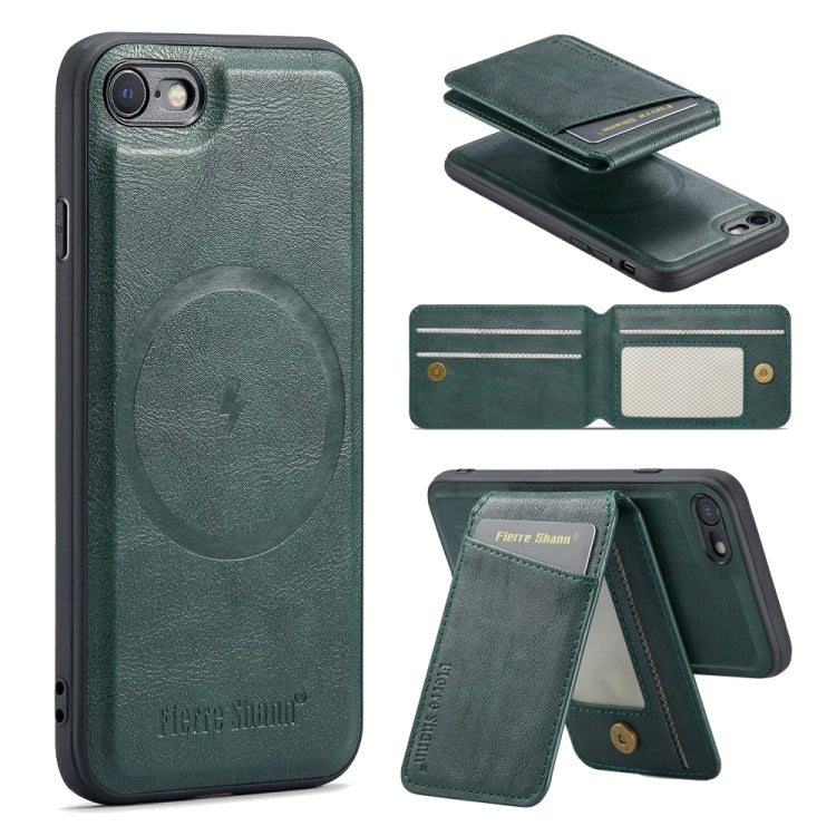 Fierre Shann Cowhide Vertical Flip Magnetic Card Holder Phone Case, For iPhone 16, For iPhone 15 Pro Max, For iPhone 15 Pro, For iPhone 14 Pro, For iPhone 14 Pro Max, For iPhone SE 2022 / SE 2020 / 8 / 7, For iPhone 13 Pro Max, For iPhone 13 Pro