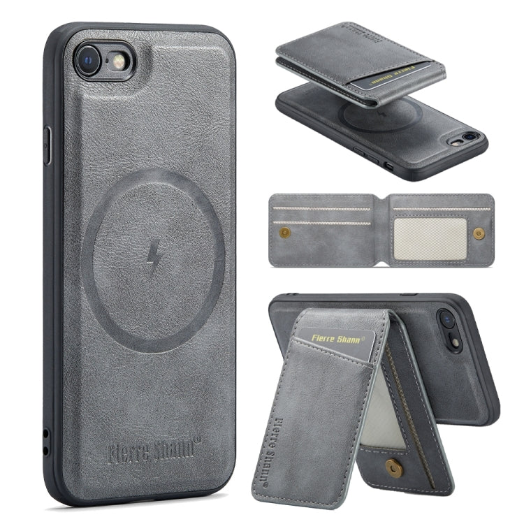 Fierre Shann Cowhide Vertical Flip Magnetic Card Holder Phone Case, For iPhone 16, For iPhone 15 Pro Max, For iPhone 15 Pro, For iPhone 14 Pro, For iPhone 14 Pro Max, For iPhone SE 2022 / SE 2020 / 8 / 7, For iPhone 13 Pro Max, For iPhone 13 Pro