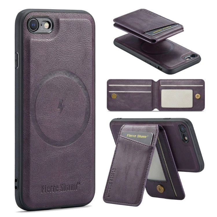 Fierre Shann Cowhide Vertical Flip Magnetic Card Holder Phone Case, For iPhone 16, For iPhone 15 Pro Max, For iPhone 15 Pro, For iPhone 14 Pro, For iPhone 14 Pro Max, For iPhone SE 2022 / SE 2020 / 8 / 7, For iPhone 13 Pro Max, For iPhone 13 Pro