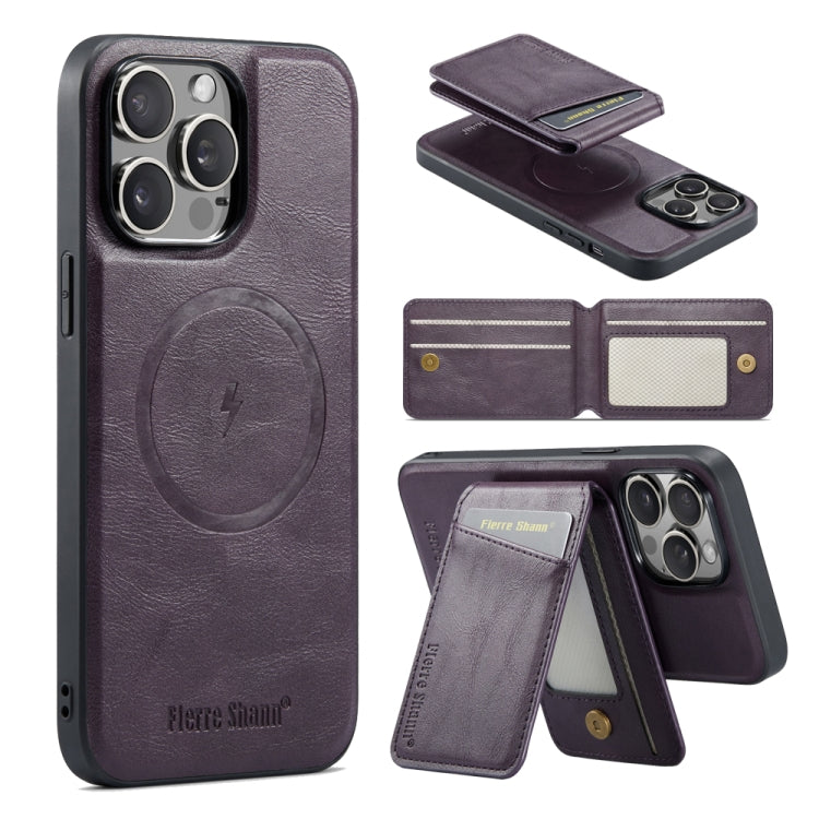 Fierre Shann Cowhide Vertical Flip Magnetic Card Holder Phone Case, For iPhone 17 Pro Max, For iPhone 17 Pro, For iPhone 17, For iPhone 17 Air, For iPhone 16e, For iPhone 16 Pro Max, For iPhone 16 Pro, For iPhone 16 Plus