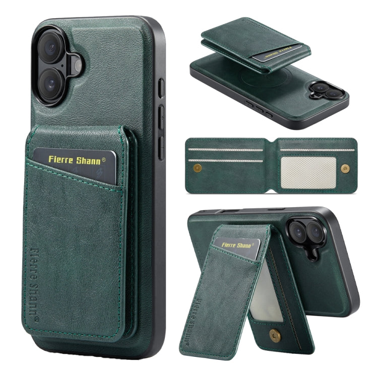 Fierre Shann Cowhide Vertical Flip Magnetic Card Holder Phone Case, For iPhone 17 Pro Max, For iPhone 17 Pro, For iPhone 17, For iPhone 17 Air, For iPhone 16e, For iPhone 16 Pro Max, For iPhone 16 Pro, For iPhone 16 Plus