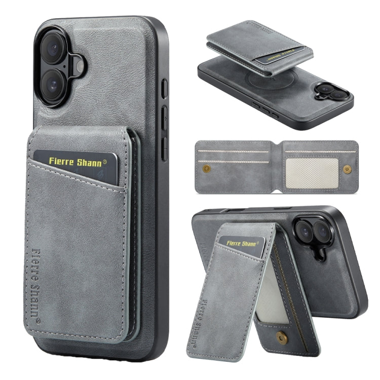 Fierre Shann Cowhide Vertical Flip Magnetic Card Holder Phone Case, For iPhone 17 Pro Max, For iPhone 17 Pro, For iPhone 17, For iPhone 17 Air, For iPhone 16e, For iPhone 16 Pro Max, For iPhone 16 Pro, For iPhone 16 Plus