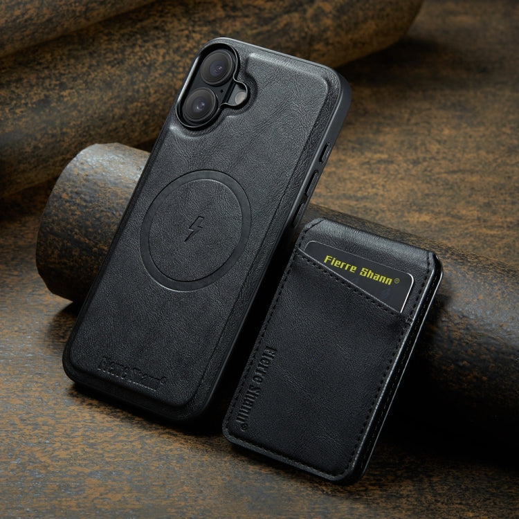 Fierre Shann Cowhide Vertical Flip Magnetic Card Holder Phone Case, For iPhone 16, For iPhone 15 Pro Max, For iPhone 15 Pro, For iPhone 14 Pro, For iPhone 14 Pro Max, For iPhone SE 2022 / SE 2020 / 8 / 7, For iPhone 13 Pro Max, For iPhone 13 Pro