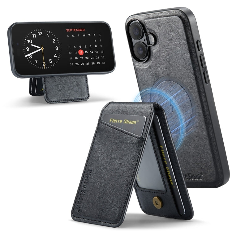 Fierre Shann Cowhide Vertical Flip Magnetic Card Holder Phone Case, For iPhone 16, For iPhone 15 Pro Max, For iPhone 15 Pro, For iPhone 14 Pro, For iPhone 14 Pro Max, For iPhone SE 2022 / SE 2020 / 8 / 7, For iPhone 13 Pro Max, For iPhone 13 Pro
