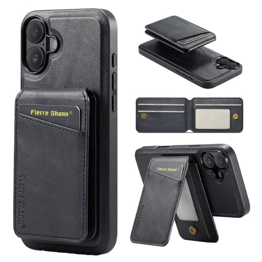 Fierre Shann Cowhide Vertical Flip Magnetic Card Holder Phone Case, For iPhone 16, For iPhone 15 Pro Max, For iPhone 15 Pro, For iPhone 14 Pro, For iPhone 14 Pro Max, For iPhone SE 2022 / SE 2020 / 8 / 7, For iPhone 13 Pro Max, For iPhone 13 Pro