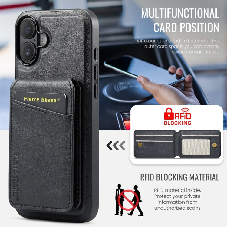 Fierre Shann Cowhide Vertical Flip Magnetic Card Holder Phone Case, For iPhone 16, For iPhone 15 Pro Max, For iPhone 15 Pro, For iPhone 14 Pro, For iPhone 14 Pro Max, For iPhone SE 2022 / SE 2020 / 8 / 7, For iPhone 13 Pro Max, For iPhone 13 Pro