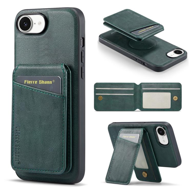Fierre Shann Cowhide Vertical Flip Magnetic Card Holder Phone Case, For iPhone 17 Pro Max, For iPhone 17 Pro, For iPhone 17, For iPhone 17 Air, For iPhone 16e, For iPhone 16 Pro Max, For iPhone 16 Pro, For iPhone 16 Plus