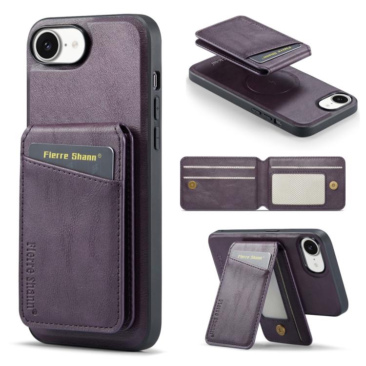 Fierre Shann Cowhide Vertical Flip Magnetic Card Holder Phone Case, For iPhone 17 Pro Max, For iPhone 17 Pro, For iPhone 17, For iPhone 17 Air, For iPhone 16e, For iPhone 16 Pro Max, For iPhone 16 Pro, For iPhone 16 Plus