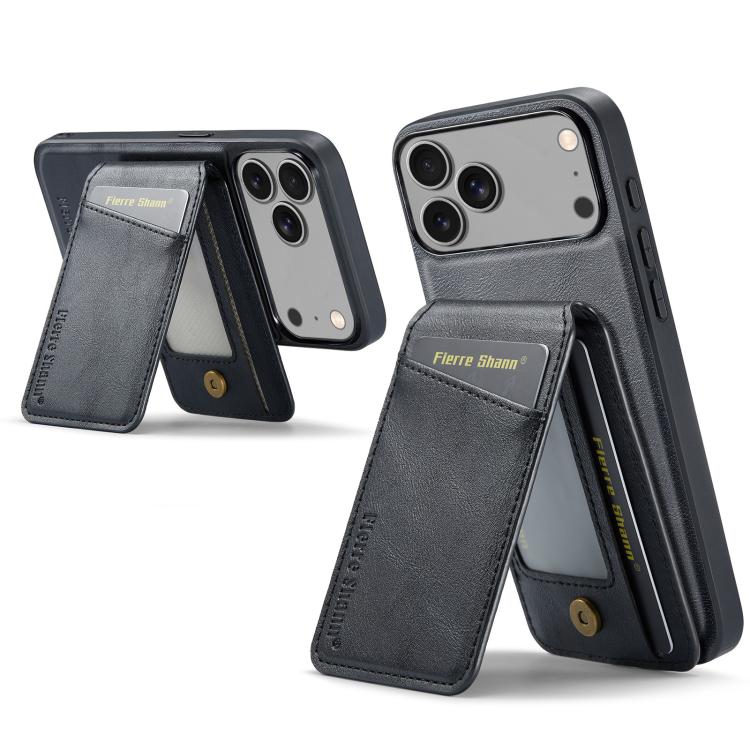 Fierre Shann Cowhide Vertical Flip Magnetic Card Holder Phone Case, For iPhone 17 Pro Max, For iPhone 17 Pro, For iPhone 17, For iPhone 17 Air, For iPhone 16e, For iPhone 16 Pro Max, For iPhone 16 Pro, For iPhone 16 Plus