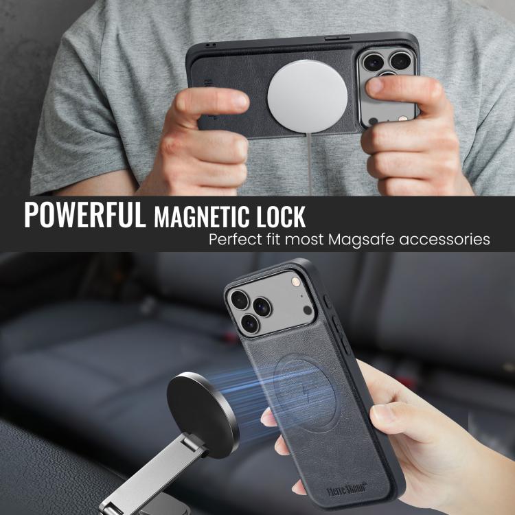 Fierre Shann Cowhide Vertical Flip Magnetic Card Holder Phone Case, For iPhone 17 Pro Max, For iPhone 17 Pro, For iPhone 17, For iPhone 17 Air, For iPhone 16e, For iPhone 16 Pro Max, For iPhone 16 Pro, For iPhone 16 Plus