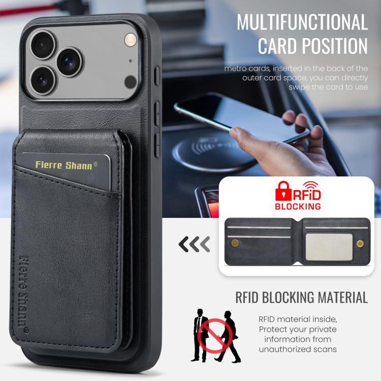 Fierre Shann Cowhide Vertical Flip Magnetic Card Holder Phone Case, For iPhone 17 Pro Max, For iPhone 17 Pro, For iPhone 17, For iPhone 17 Air, For iPhone 16e, For iPhone 16 Pro Max, For iPhone 16 Pro, For iPhone 16 Plus