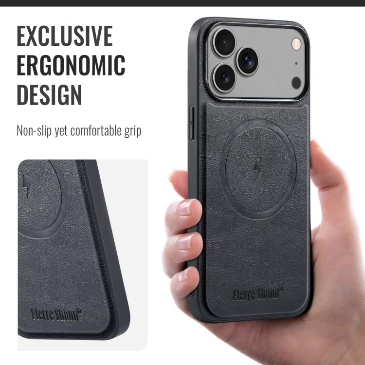 Fierre Shann Cowhide Vertical Flip Magnetic Card Holder Phone Case, For iPhone 17 Pro Max, For iPhone 17 Pro, For iPhone 17, For iPhone 17 Air, For iPhone 16e, For iPhone 16 Pro Max, For iPhone 16 Pro, For iPhone 16 Plus