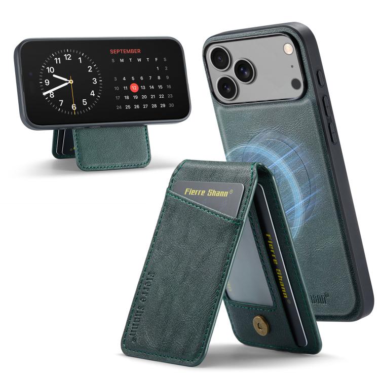 Fierre Shann Cowhide Vertical Flip Magnetic Card Holder Phone Case, For iPhone 17 Pro Max, For iPhone 17 Pro, For iPhone 17, For iPhone 17 Air, For iPhone 16e, For iPhone 16 Pro Max, For iPhone 16 Pro, For iPhone 16 Plus