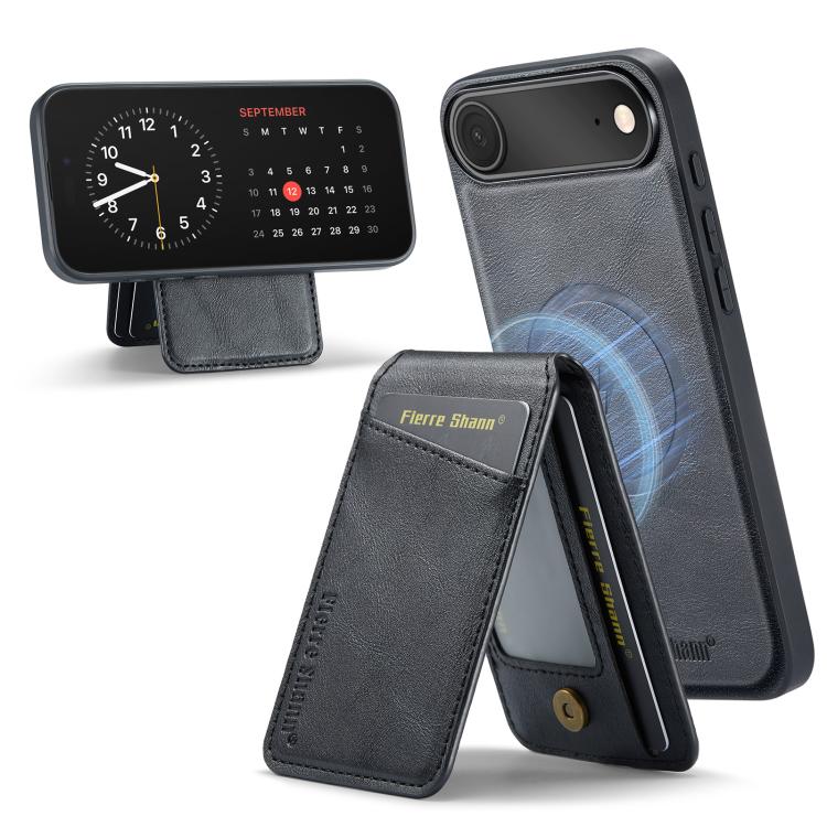 Fierre Shann Cowhide Vertical Flip Magnetic Card Holder Phone Case, For iPhone 17 Pro Max, For iPhone 17 Pro, For iPhone 17, For iPhone 17 Air, For iPhone 16e, For iPhone 16 Pro Max, For iPhone 16 Pro, For iPhone 16 Plus