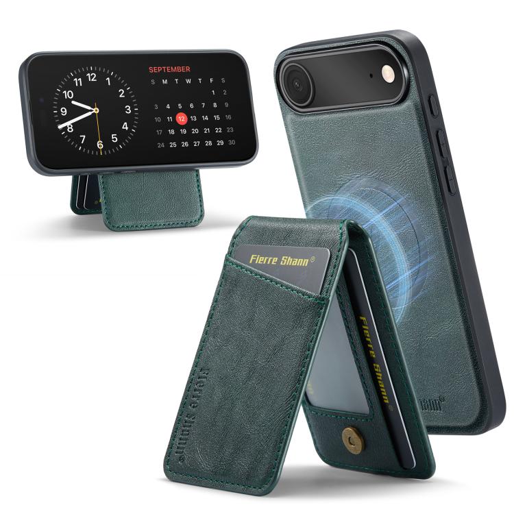 Fierre Shann Cowhide Vertical Flip Magnetic Card Holder Phone Case, For iPhone 17 Pro Max, For iPhone 17 Pro, For iPhone 17, For iPhone 17 Air, For iPhone 16e, For iPhone 16 Pro Max, For iPhone 16 Pro, For iPhone 16 Plus