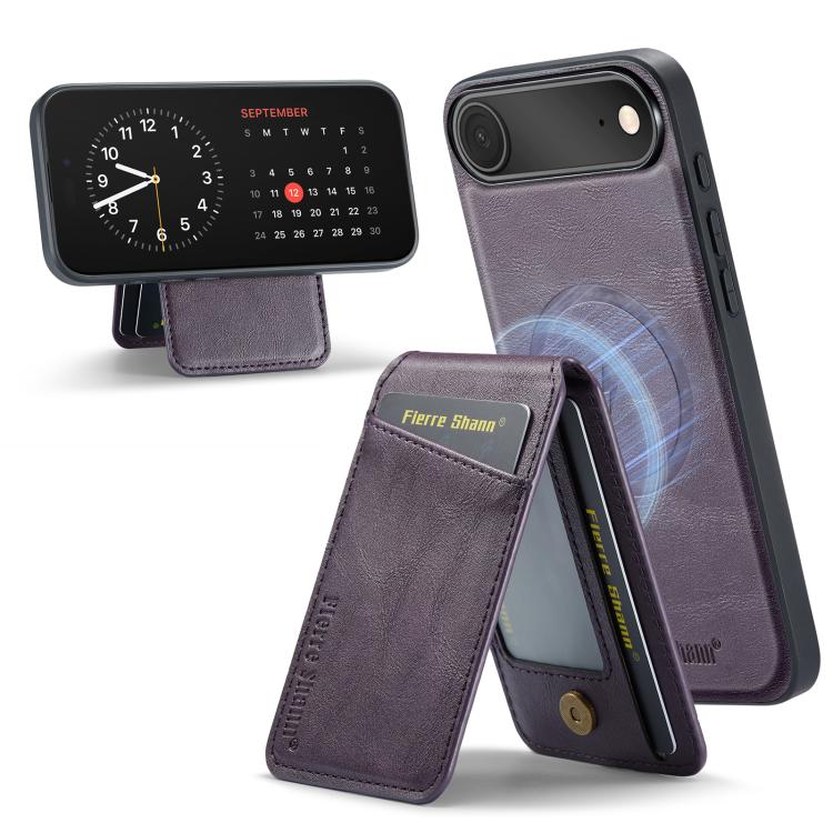 Fierre Shann Cowhide Vertical Flip Magnetic Card Holder Phone Case, For iPhone 17 Pro Max, For iPhone 17 Pro, For iPhone 17, For iPhone 17 Air, For iPhone 16e, For iPhone 16 Pro Max, For iPhone 16 Pro, For iPhone 16 Plus