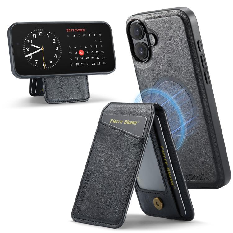 Fierre Shann Cowhide Vertical Flip Magnetic Card Holder Phone Case, For iPhone 17 Pro Max, For iPhone 17 Pro, For iPhone 17, For iPhone 17 Air, For iPhone 16e, For iPhone 16 Pro Max, For iPhone 16 Pro, For iPhone 16 Plus