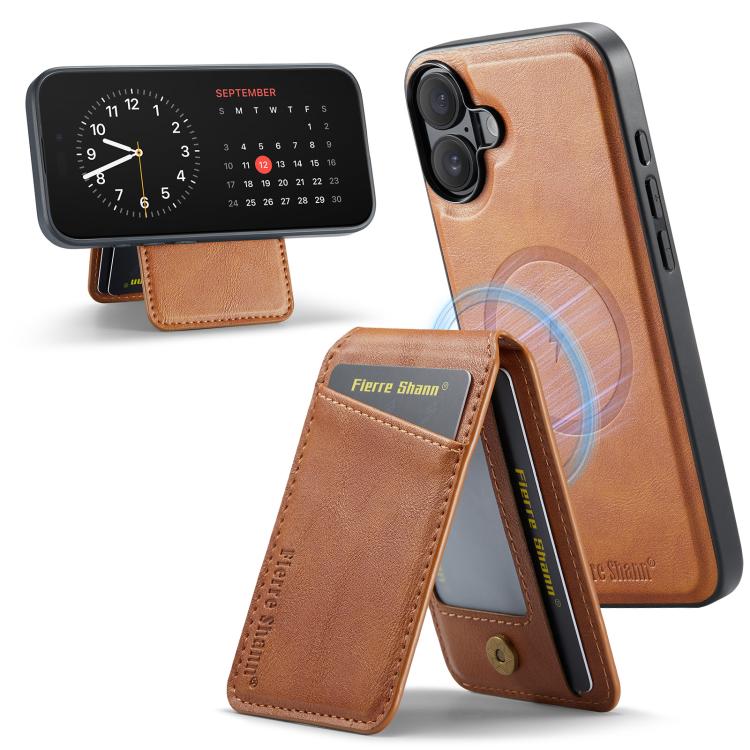 Fierre Shann Cowhide Vertical Flip Magnetic Card Holder Phone Case, For iPhone 17 Pro Max, For iPhone 17 Pro, For iPhone 17, For iPhone 17 Air, For iPhone 16e, For iPhone 16 Pro Max, For iPhone 16 Pro, For iPhone 16 Plus