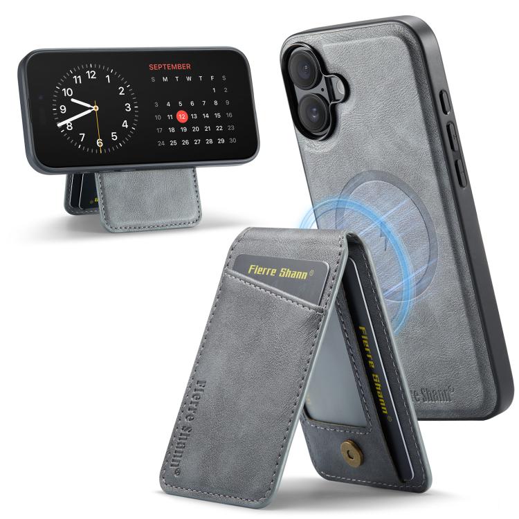 Fierre Shann Cowhide Vertical Flip Magnetic Card Holder Phone Case, For iPhone 17 Pro Max, For iPhone 17 Pro, For iPhone 17, For iPhone 17 Air, For iPhone 16e, For iPhone 16 Pro Max, For iPhone 16 Pro, For iPhone 16 Plus