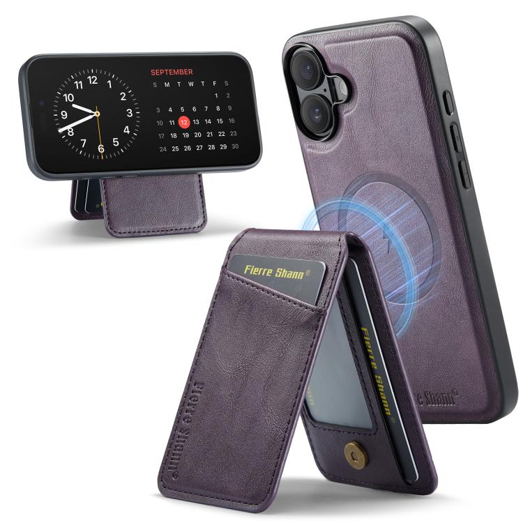 Fierre Shann Cowhide Vertical Flip Magnetic Card Holder Phone Case, For iPhone 17 Pro Max, For iPhone 17 Pro, For iPhone 17, For iPhone 17 Air, For iPhone 16e, For iPhone 16 Pro Max, For iPhone 16 Pro, For iPhone 16 Plus