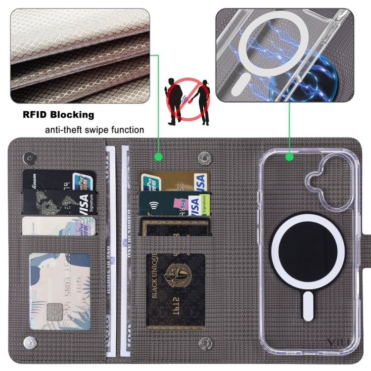 ViLi GHA-C Series RFID MagSafe Magnetic Flip Leather Phone Case, For iPhone 14, For iPhone 14 Pro, For iPhone 14 Pro Max, For iPhone 13 Pro Max, For iPhone 13 Pro, For iPhone 13