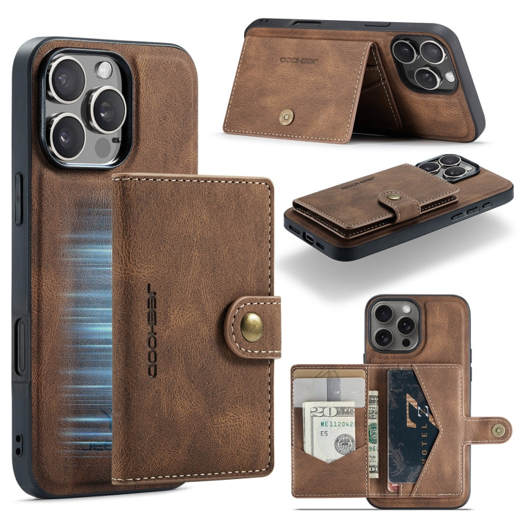 JEEHOOD J01 Retro Magnetic Detachable Wallet Phone Case, For iPhone 17 Pro Max, For iPhone 17 Pro, For iPhone 17 Air, For iPhone 16e, For iPhone 16 Pro Max, For iPhone 16 Pro