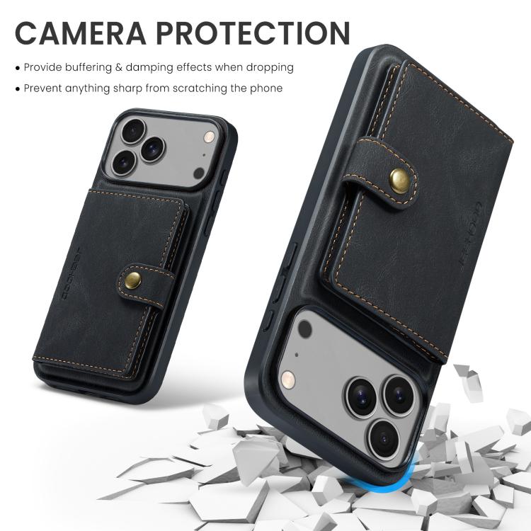 JEEHOOD J01 Retro Magnetic Detachable Wallet Phone Case, For iPhone 17 Pro Max, For iPhone 17 Pro, For iPhone 17 Air, For iPhone 16e, For iPhone 16 Pro Max, For iPhone 16 Pro