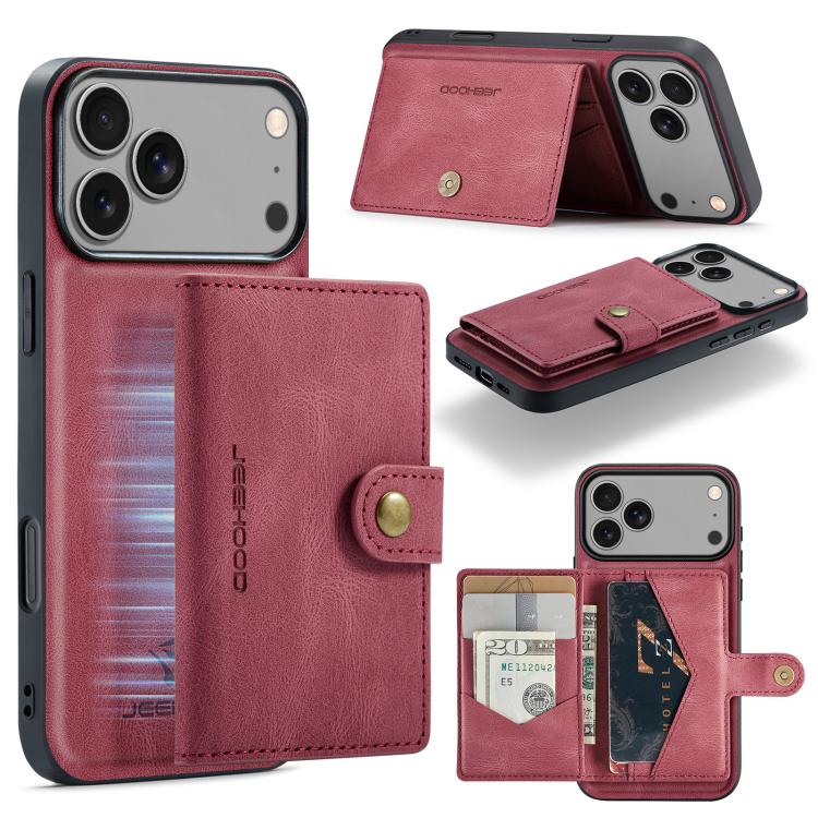 JEEHOOD J01 Retro Magnetic Detachable Wallet Phone Case, For iPhone 17 Pro Max, For iPhone 17 Pro, For iPhone 17 Air, For iPhone 16e, For iPhone 16 Pro Max, For iPhone 16 Pro
