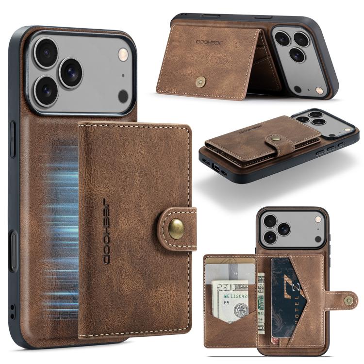 JEEHOOD J01 Retro Magnetic Detachable Wallet Phone Case, For iPhone 17 Pro Max, For iPhone 17 Pro, For iPhone 17 Air, For iPhone 16e, For iPhone 16 Pro Max, For iPhone 16 Pro
