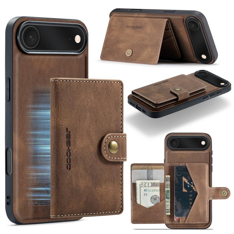 JEEHOOD J01 Retro Magnetic Detachable Wallet Phone Case, For iPhone 17 Pro Max, For iPhone 17 Pro, For iPhone 17 Air, For iPhone 16e, For iPhone 16 Pro Max, For iPhone 16 Pro
