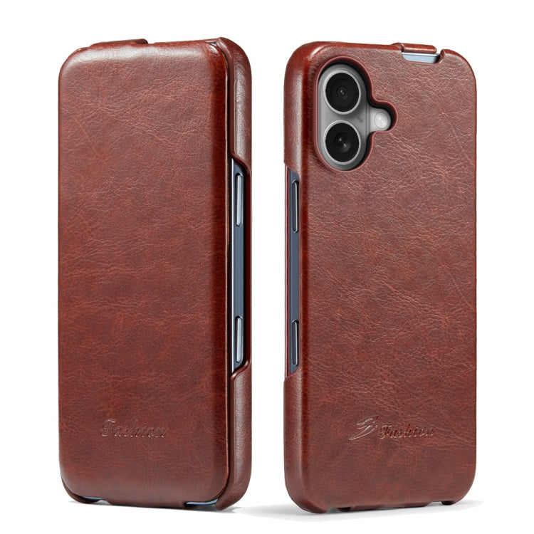 Fierre Shann 64 Texture Vertical Flip PU Leather Phone Case, For iPhone 16e, For iPhone 16 Pro Max, For iPhone 16 Pro, For iPhone 16 Plus, For iPhone 16