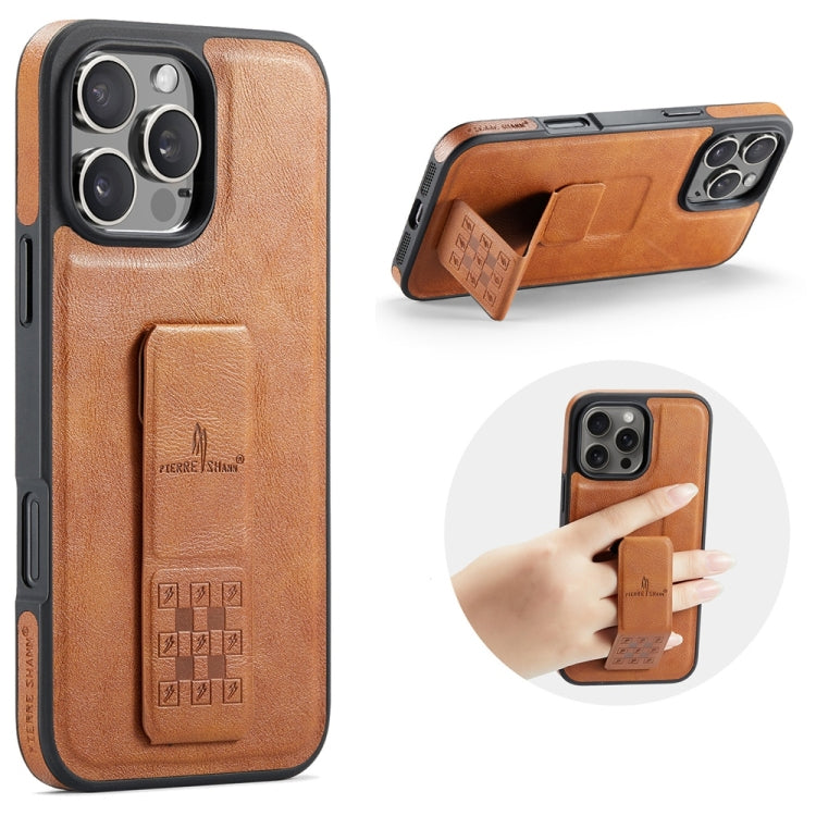 Fierre Shann Oil Wax Cow Leather Holder Back Phone Case, For iPhone 16e, For iPhone 16 Pro Max, For iPhone 16 Pro, For iPhone 16 Plus, For iPhone 16, For iPhone 15 Pro Max, For iPhone 15 Pro, For iPhone 15 Plus