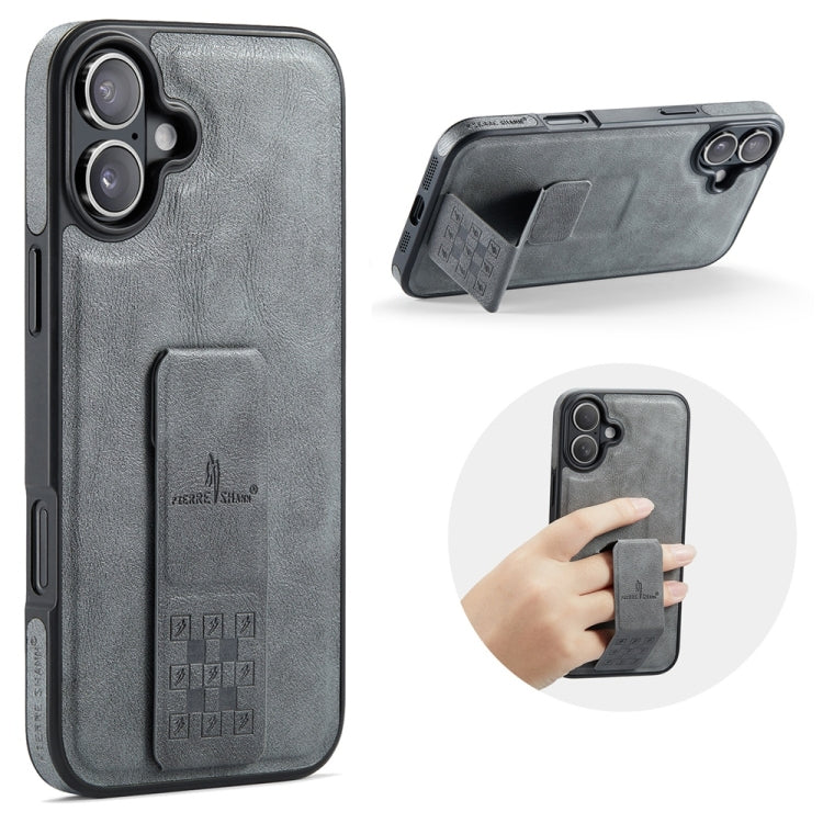 Fierre Shann Oil Wax Cow Leather Holder Back Phone Case, For iPhone 16e, For iPhone 16 Pro Max, For iPhone 16 Pro, For iPhone 16 Plus, For iPhone 16, For iPhone 15 Pro Max, For iPhone 15 Pro, For iPhone 15 Plus
