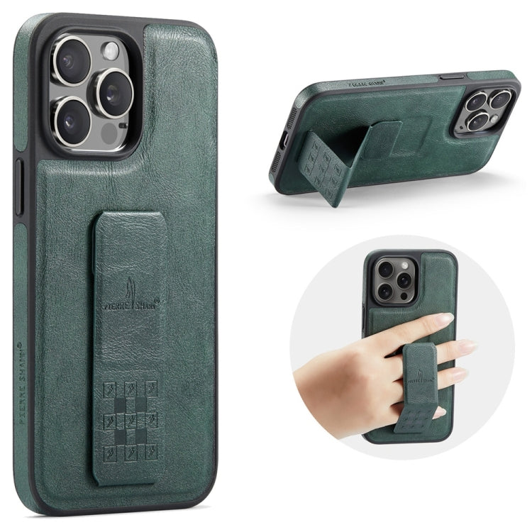 Fierre Shann Oil Wax Cow Leather Holder Back Phone Case, For iPhone 16e, For iPhone 16 Pro Max, For iPhone 16 Pro, For iPhone 16 Plus, For iPhone 16, For iPhone 15 Pro Max, For iPhone 15 Pro, For iPhone 15 Plus