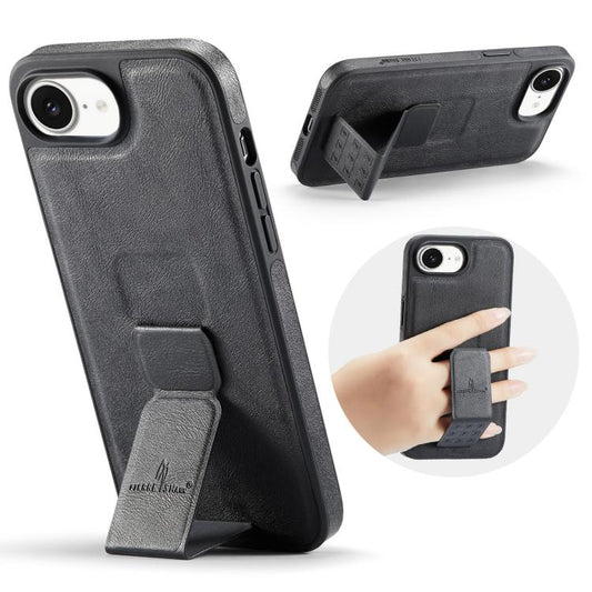 Fierre Shann Oil Wax Cow Leather Holder Back Phone Case, For iPhone 16e, For iPhone 16 Pro Max, For iPhone 16 Pro, For iPhone 16 Plus, For iPhone 16, For iPhone 15 Pro Max, For iPhone 15 Pro, For iPhone 15 Plus