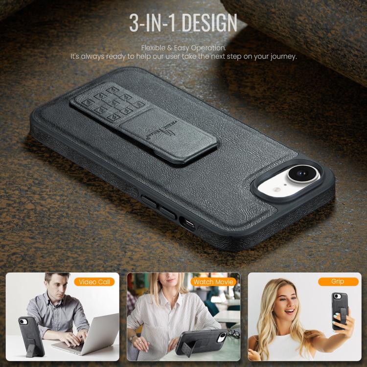 Fierre Shann Oil Wax Cow Leather Holder Back Phone Case, For iPhone 16e, For iPhone 16 Pro Max, For iPhone 16 Pro, For iPhone 16 Plus, For iPhone 16, For iPhone 15 Pro Max, For iPhone 15 Pro, For iPhone 15 Plus