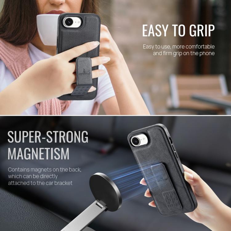 Fierre Shann Oil Wax Cow Leather Holder Back Phone Case, For iPhone 16e, For iPhone 16 Pro Max, For iPhone 16 Pro, For iPhone 16 Plus, For iPhone 16, For iPhone 15 Pro Max, For iPhone 15 Pro, For iPhone 15 Plus
