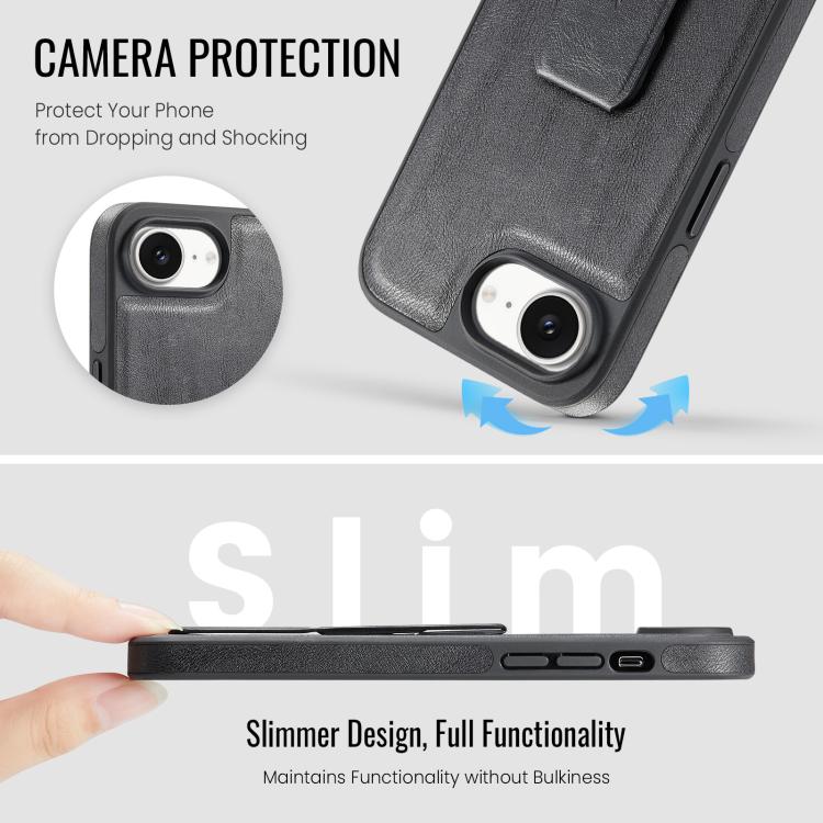Fierre Shann Oil Wax Cow Leather Holder Back Phone Case, For iPhone 16e, For iPhone 16 Pro Max, For iPhone 16 Pro, For iPhone 16 Plus, For iPhone 16, For iPhone 15 Pro Max, For iPhone 15 Pro, For iPhone 15 Plus