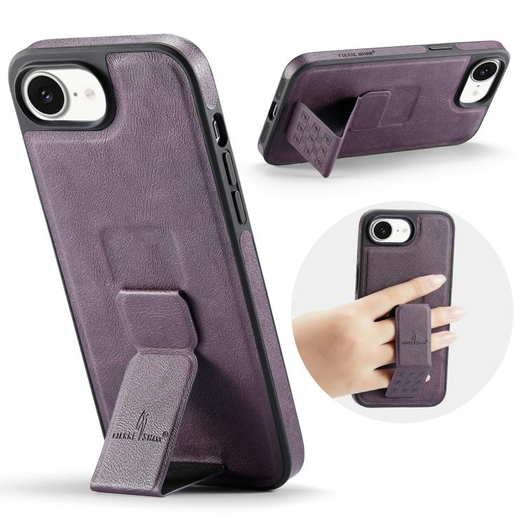Fierre Shann Oil Wax Cow Leather Holder Back Phone Case, For iPhone 16e, For iPhone 16 Pro Max, For iPhone 16 Pro, For iPhone 16 Plus, For iPhone 16, For iPhone 15 Pro Max, For iPhone 15 Pro, For iPhone 15 Plus