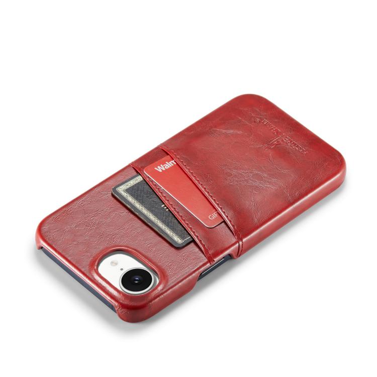 Fierre Shann Retro Oil Wax Texture Card Slots PU Leather Phone Case, For iPhone 16e, For iPhone 16 Pro Max, For iPhone 16 Pro, For iPhone 16 Plus, For iPhone 16