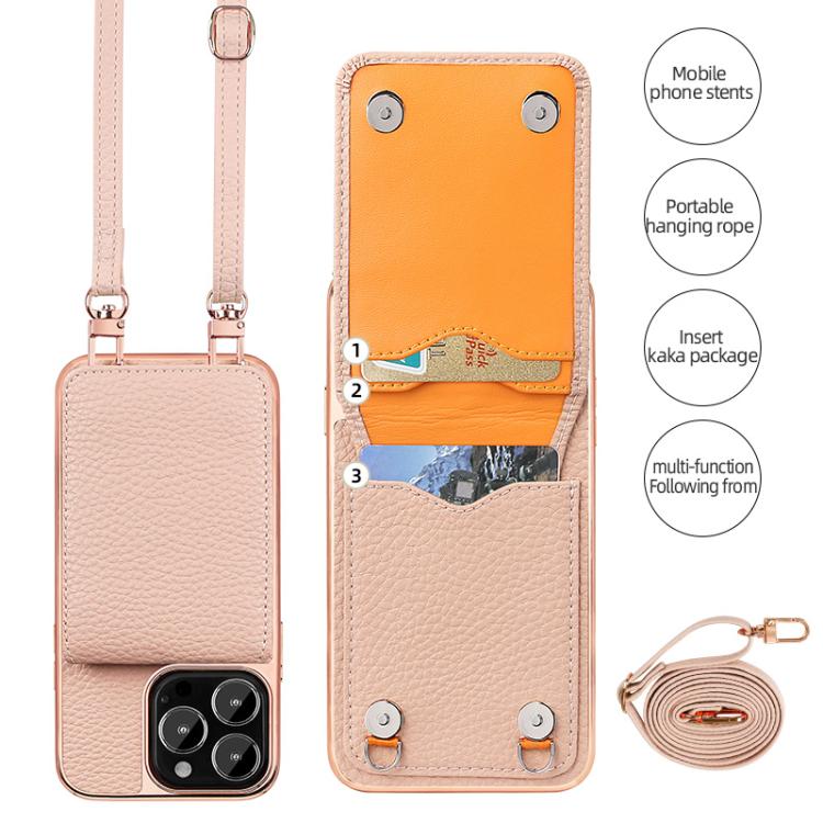 VIETAO Litchi Texture Wallet PU Phone Case with Lanyard, For iPhone 14 Pro Max, For iPhone 13 Pro Max, For iPhone 13 Pro, For iPhone 13