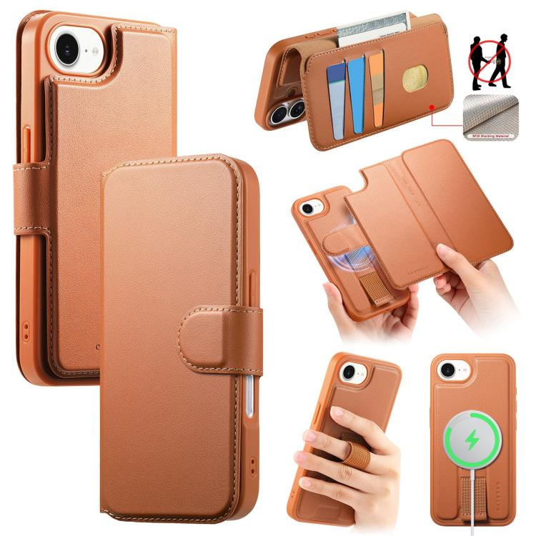 CaseNeo Finger Grip Strap MagSafe Leather Phone Case, For iPhone 16e, For iPhone 16 Pro Max, For iPhone 16 Pro, For iPhone 16 Plus, For iPhone 16, For iPhone 15 Pro Max, For iPhone 15 Pro, For iPhone 15 Plus / 14 Plus