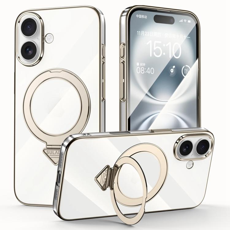 SULADA Electroplated Transparent MagSafe Holder Phone Case, For iPhone 16 Pro Max, For iPhone 16 Pro, For iPhone 16 Plus, For iPhone 16, For iPhone 15 Pro Max, For iPhone 15 Pro, For iPhone 15
