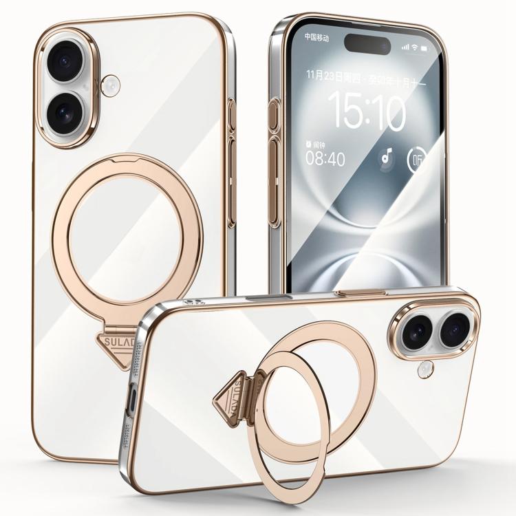SULADA Electroplated Transparent MagSafe Holder Phone Case, For iPhone 16 Pro Max, For iPhone 16 Pro, For iPhone 16 Plus, For iPhone 16, For iPhone 15 Pro Max, For iPhone 15 Pro, For iPhone 15