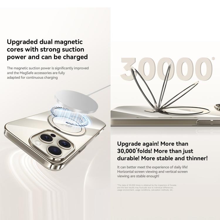 SULADA Electroplated Transparent MagSafe Holder Phone Case, For iPhone 16 Pro Max, For iPhone 16 Pro, For iPhone 16 Plus, For iPhone 16, For iPhone 15 Pro Max, For iPhone 15 Pro, For iPhone 15