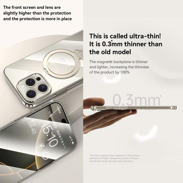 SULADA Electroplated Transparent MagSafe Holder Phone Case, For iPhone 16 Pro Max, For iPhone 16 Pro, For iPhone 16 Plus, For iPhone 16, For iPhone 15 Pro Max, For iPhone 15 Pro, For iPhone 15