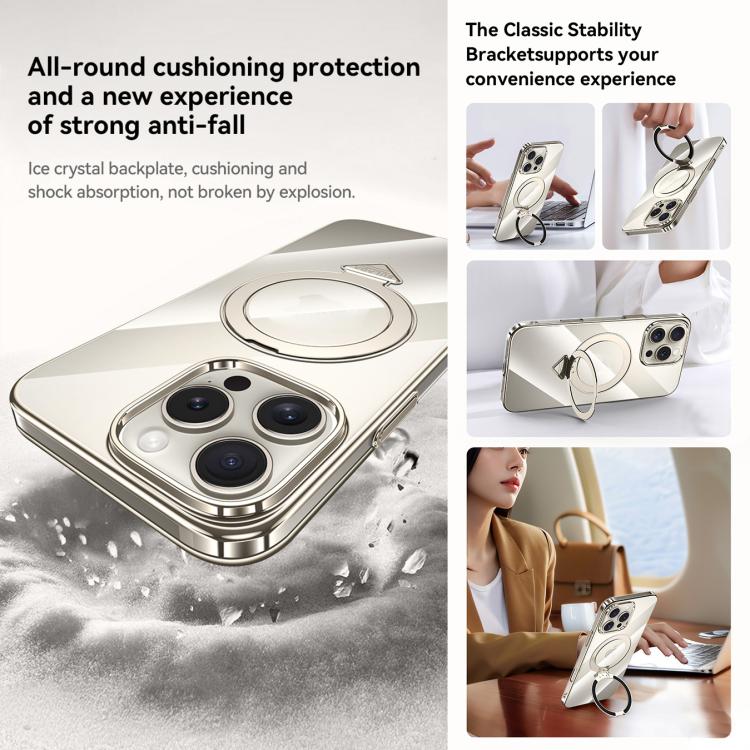 SULADA Electroplated Transparent MagSafe Holder Phone Case, For iPhone 16 Pro Max, For iPhone 16 Pro, For iPhone 16 Plus, For iPhone 16, For iPhone 15 Pro Max, For iPhone 15 Pro, For iPhone 15