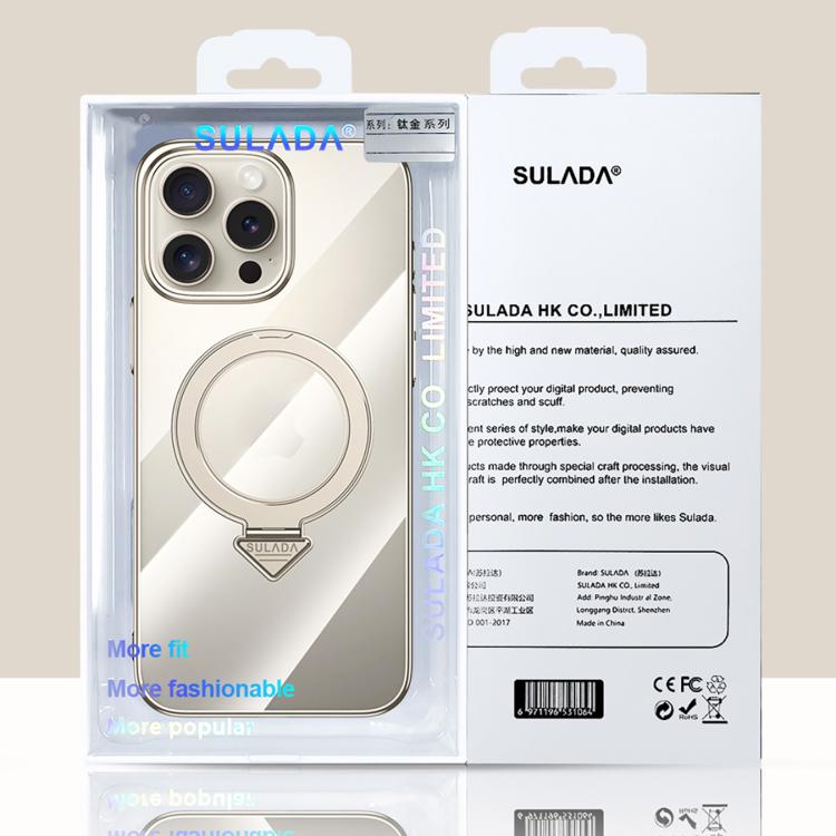 SULADA Electroplated Transparent MagSafe Holder Phone Case, For iPhone 16 Pro Max, For iPhone 16 Pro, For iPhone 16 Plus, For iPhone 16, For iPhone 15 Pro Max, For iPhone 15 Pro, For iPhone 15
