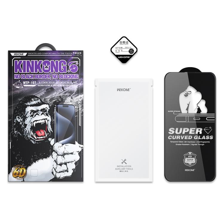 WK WTP-107 Kings KinKong 0.33mm 6D Curved HD Tempered Glass Film, No Black Frame, For iPhone 16 Pro Max, For iPhone 16 Pro, For iPhone 16 Plus / 15 Plus, For iPhone 16 / 15, For iPhone 15 Pro Max, For iPhone 15 Pro, For iPhone 13 Pro Max / 14 Plus�����...